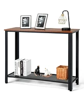 Metal Frame Wood Console Sofa Table with Storage Shelf