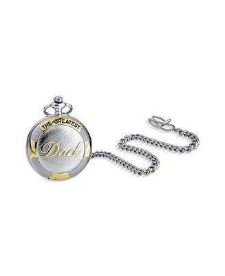 Bling Jewelry Daddy Father Gift Word Best Greatest Dad Skeleton Pocket Watch Silver Plated Finish With Long Pocket Chain