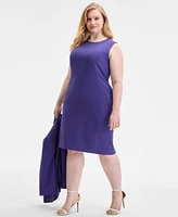 Kasper Plus Crewneck Sleeveless Sheath Dress