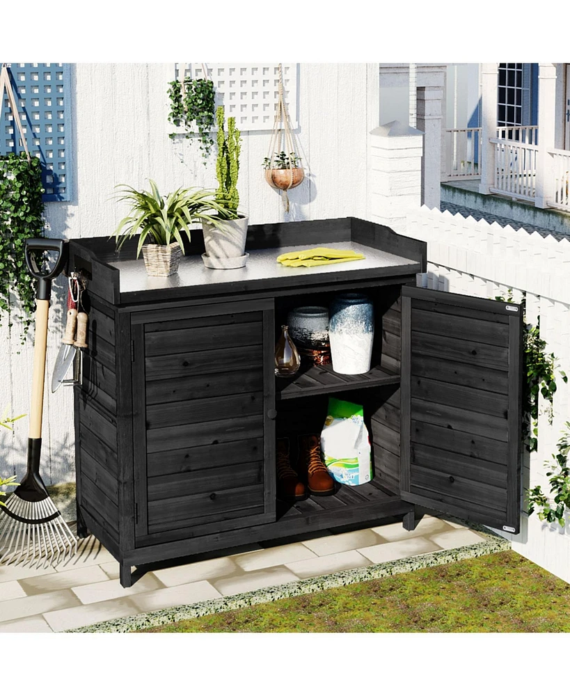 Outdoor Rustic Potting Bench with Storage