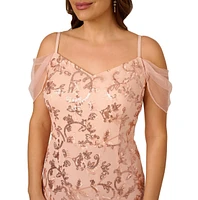 Adrianna Papell Plus Off-The-Shoulder Mermaid Dress