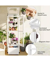 Wood Garden Greenhouse with Storage