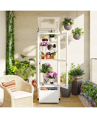 Wood Garden Greenhouse with Storage