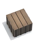 Oak Wpc Patio Tiles - 22 Pack - Interlocking Decking