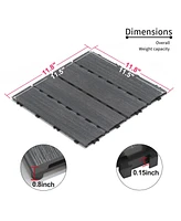 Wpc Patio Tiles - 22 Pack - Interlocking Decking - 11.8" Ash