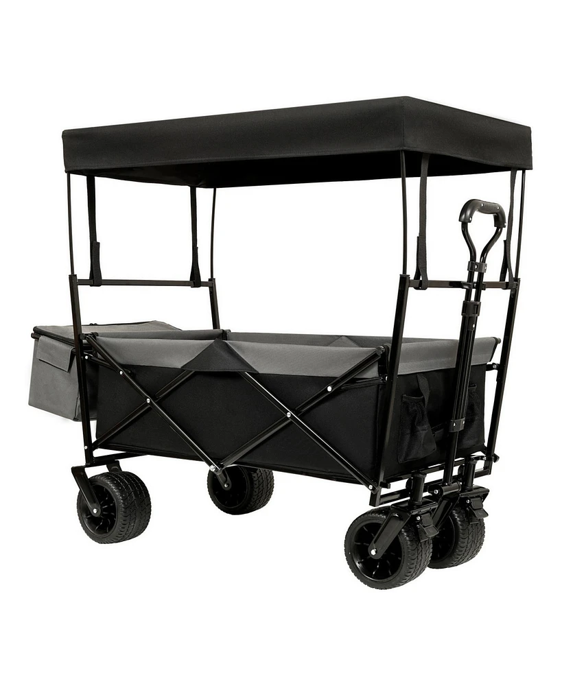 Collapsible Wagon with Canopy & All-Terrain Wheels