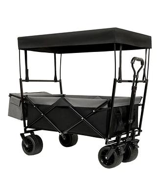 Collapsible Wagon with Canopy & All-Terrain Wheels