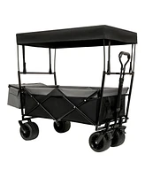 Collapsible Wagon with Canopy & All-Terrain Wheels