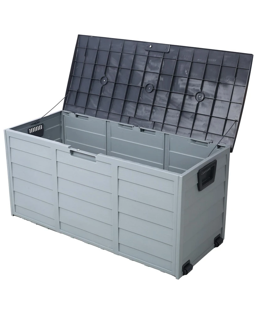 75 Gallon Resin Deck Box - Outdoor Storage with Wheels