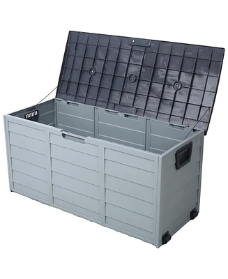 75 Gallon Resin Deck Box - Outdoor Storage with Wheels