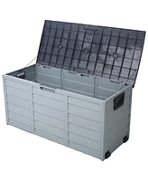 75 Gallon Resin Deck Box - Outdoor Storage with Wheels