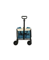 Folding Beach Wagon - Heavy Duty, Portable, Outdoor Cart - Blue