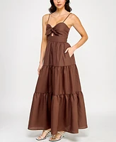 Trixxi Juniors' Tiered Keyhole Fit & Flare Dress