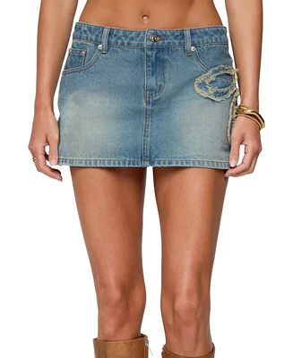 Edikted Women's Bowiee Denim Mini Skirt