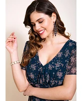 Alie Street London Women's Miranda V-Neck Short Sleeve Midi Dress
