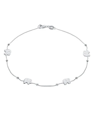 Bling Jewelry Five Multi Zoo Animal Lucky Beads Elephant Charms Anklet Ankle Bracelet Silver