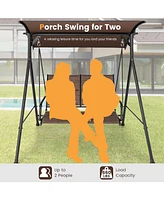 Gymax Porch Swing Glider 2 Seat Soft Cushion Adjustable Canopy Garden Outdoor Patio