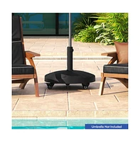 50 Lbs Patio Wicker Style Resin Umbrella Base Stand Heavy Duty with Wheels