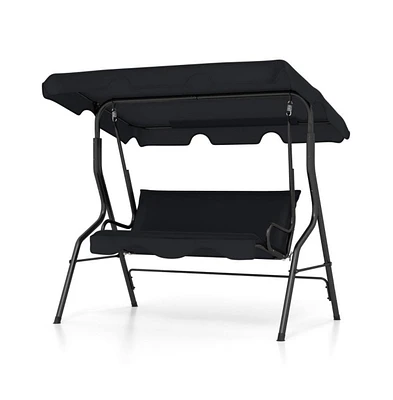 3 Seat Outdoor Patio Canopy Porch Swing with Cushioned Steel Frame