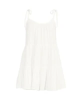 Lands' End Plus Cotton Gauze Tiered Mini Cover-up Dress