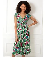 Alie Street London Women's Sara V-Neck Short Sleeve Midi Dress