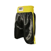 Fearless Classic Satin Pro-Style Boxing Trunks: Premium Fight Shorts for Training and Gym Clothing, Boxing Trunks Black/Gold, Size L