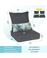 Aoodor 24'' x 24'' Outdoor Deep Seat Chair Cushion Set, Set of 2 Seats, 2 Backs, 2 Pillows (Charcoal)