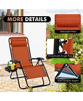 Folding Zero Gravity Reclining Lounge Chairs Beach Patio with Utility Tray