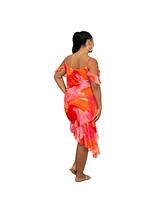 Fashion-szn Curve Plus Floral Print Mesh Midi Dress
