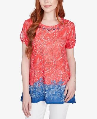 Ruby Rd. Petite Americana Embellished Jersey T-Shirt