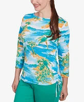 Ruby Rd. Petite Paradise Island Crinkle Knit Top