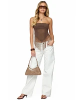Edikted Women's Backless Sheer Mesh Strapless Top