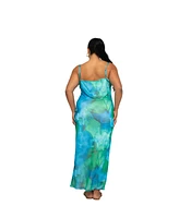 Fashion-szn Curve Plus Mesh Sleeveless Scoop Neck Maxi Dress