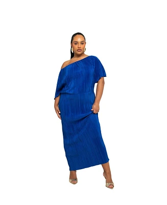Fashion-szn Curve Plus Asymmetric Plisse Midi Dress