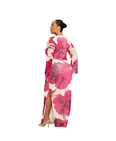 Fashion-szn Curve Plus Long Sleeve Floral Print Maxi Dress