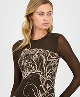 Guess Women's Penelope Long-Sleeve Mesh Bodysuit