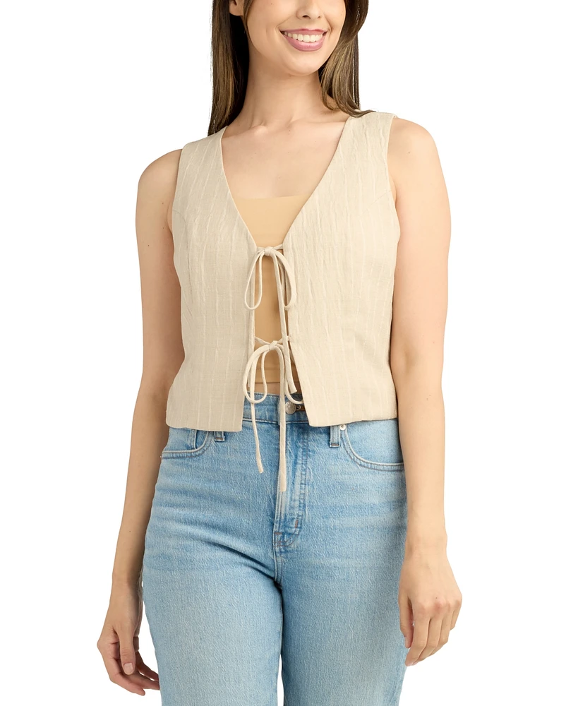 Bcx Juniors' Striped Tie-Front Vest