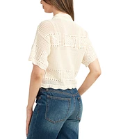Bcx Juniors' Short-Sleeve Scalloped Cardigan Sweater