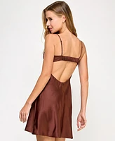 Seni & Cade Juniors' Satin Bustier Slip Dress