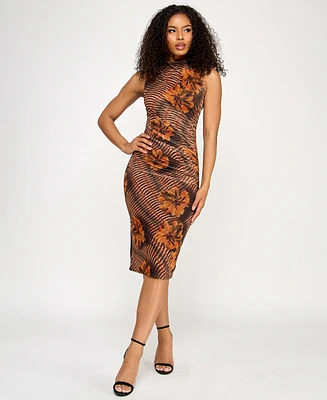 Seni & Cade Juniors' Mock-Neck Sleeveless Midi Dress