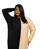 Fashion-szn Curve Plus Long Sleeve Colour block Midaxi Dress