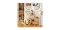 3-Tier Home Bar Serving Cart on Wheels with Mirrored Shelves