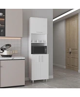 Maeser Kitchen Pantry, 3 Doors, 4 Legs, 5 Shelves, White