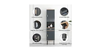 Free-Standing Bathroom Cabinet Narrow Linen with Doors and Drawer