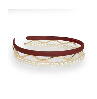 Headband Set - Red + Gold