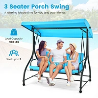 Gymax 3-Seat Outdoor Converting Patio Swing Glider Adjustable Canopy Porch