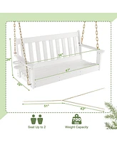Gymax 54'' Hdpe Porch Swing Outdoor Patio Hanging Chair w/ Cup Holder Adjustable Chain