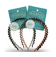 Thin Wavy Headband Set - Black + Clear