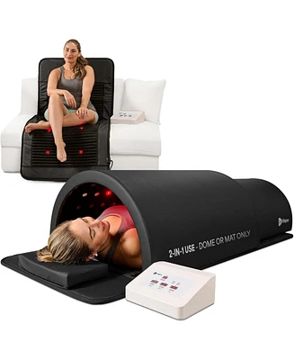 LifePro InfraDome Portable Far Infrared Sauna with Red Light Therapy, 1200W, Zero-emf, Adjustable Heat Zones & Tourmaline-Germanium Stones