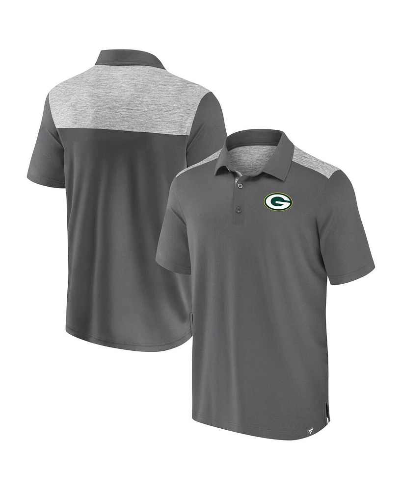 Fanatics Men's Gray Green Bay Packers Long Shot Polo Shirt